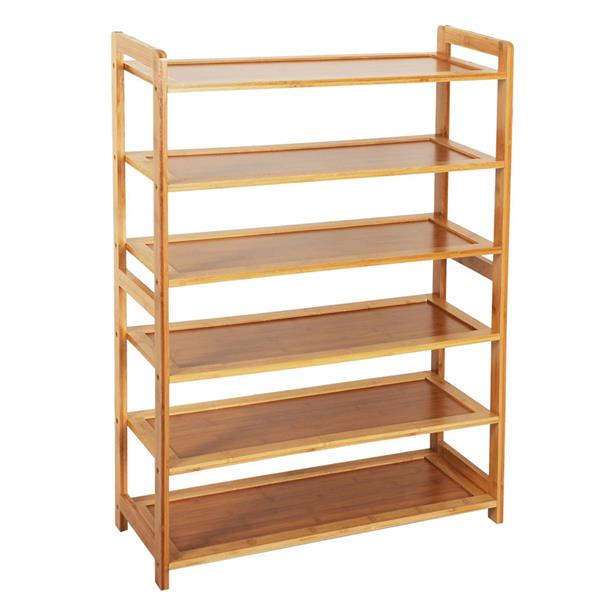 Concise Rectangle 6 Tiers Bamboo Shoe Rack Wood Color - Ballimart