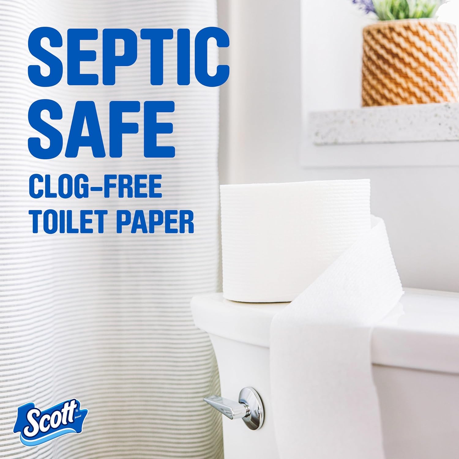 Scott Comfort Plus Toilet Paper - 12 Double Rolls | Septic-Safe & 1-Ply Softness