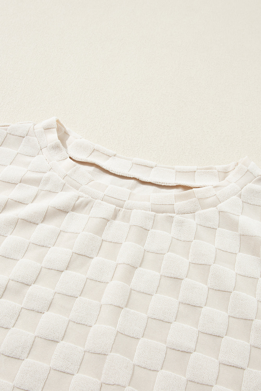 Beige Solid Textured Thumbhole Sleeve Top - Ballimart