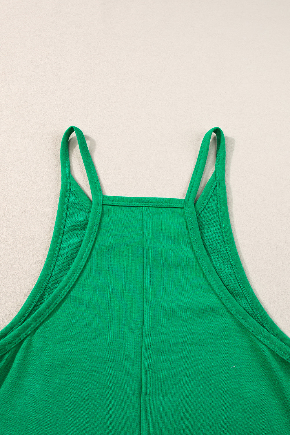 Bright Green Sleeveless Pocketed V Neck Jersey Romper - Ballimart