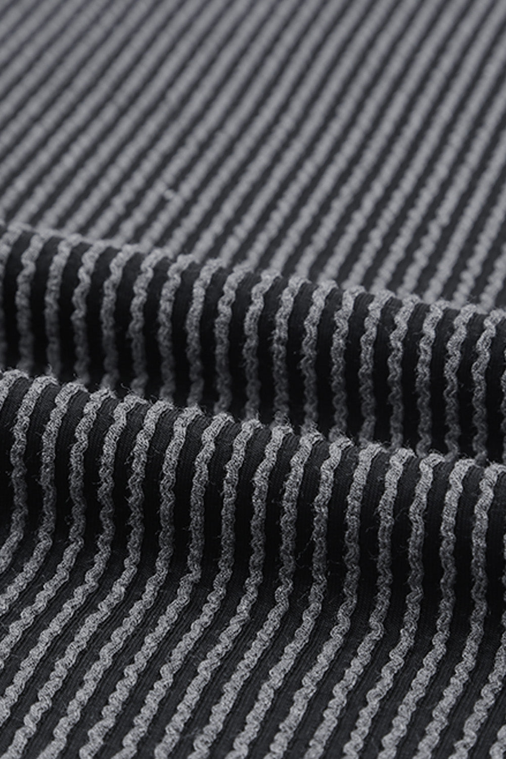 Gray Striped Ribbed Knit T-shirt Shift Dress - Ballimart