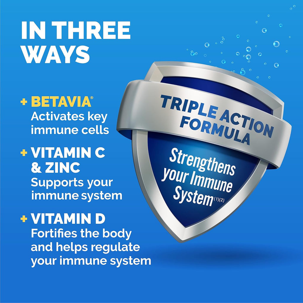 Emergen-C Immune+ Triple Action Powder – 1000mg Vitamin C, BetaVia®, B Vitamins &amp; Antioxidants – Super Orange Flavor – 50 Packets