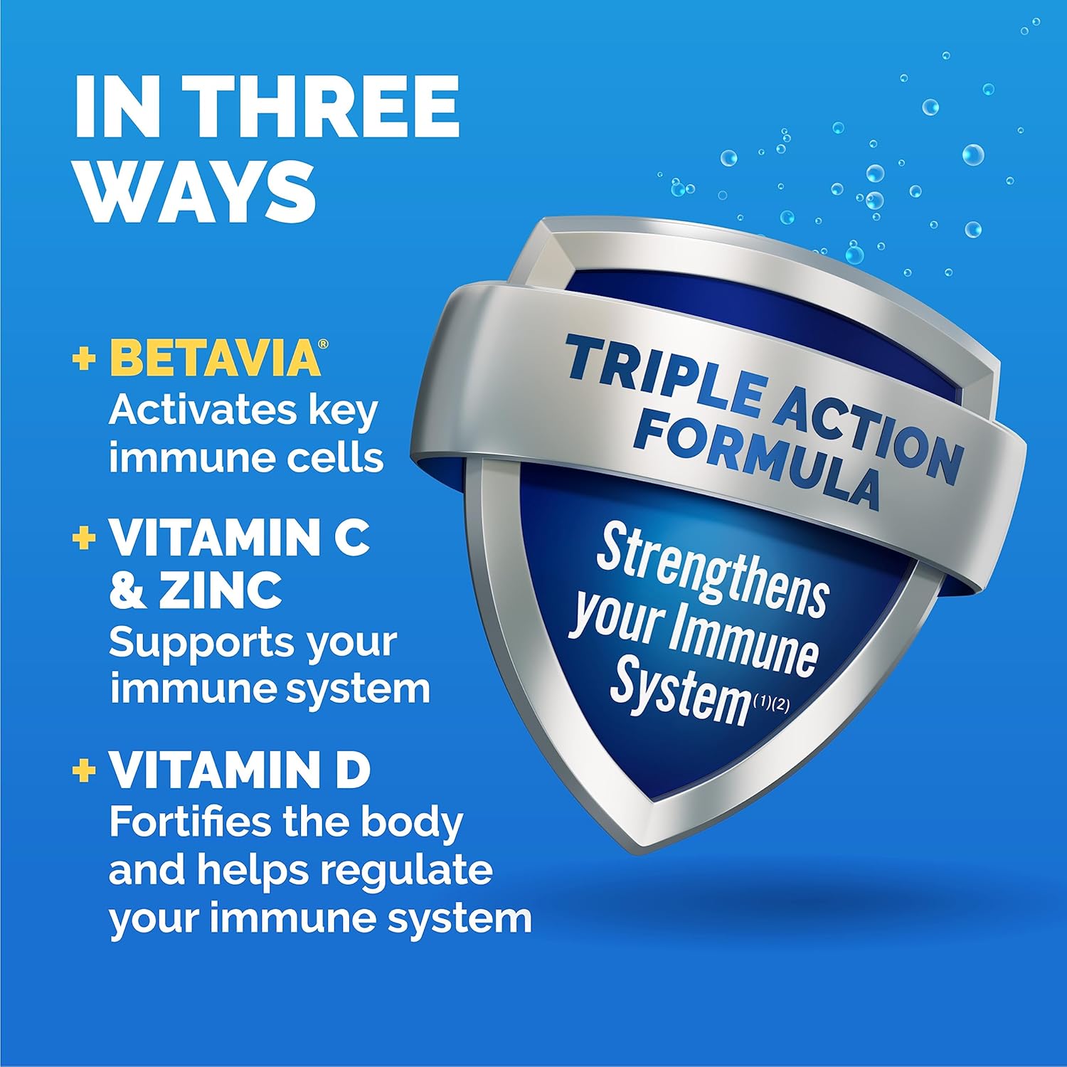 Emergen-C Immune+ Triple Action Powder – 1000mg Vitamin C, BetaVia®, B Vitamins &amp; Antioxidants – Super Orange Flavor – 50 Packets