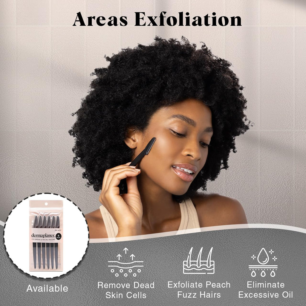 Kitsch Dermaplaning Tool - 12pc Face Razor Set for Women & Men | Facial Hair Removal, Eyebrow Trimmer, Exfoliating Dermaplane Razors for Smoother Skin - Ballimart