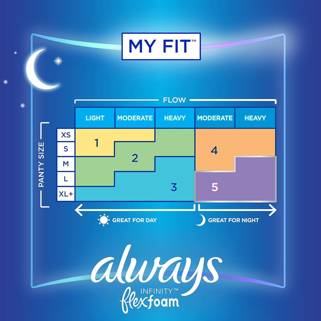 Always Infinity Feminine Pads for Women - Size 5 Extra Heavy Overnight (66 Count) - Ballimart