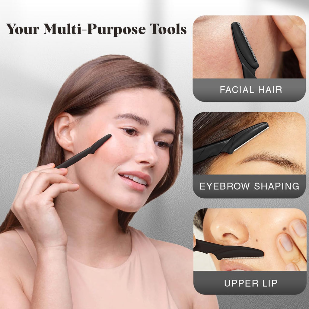 Kitsch Dermaplaning Tool - 12pc Face Razor Set for Women & Men | Facial Hair Removal, Eyebrow Trimmer, Exfoliating Dermaplane Razors for Smoother Skin - Ballimart