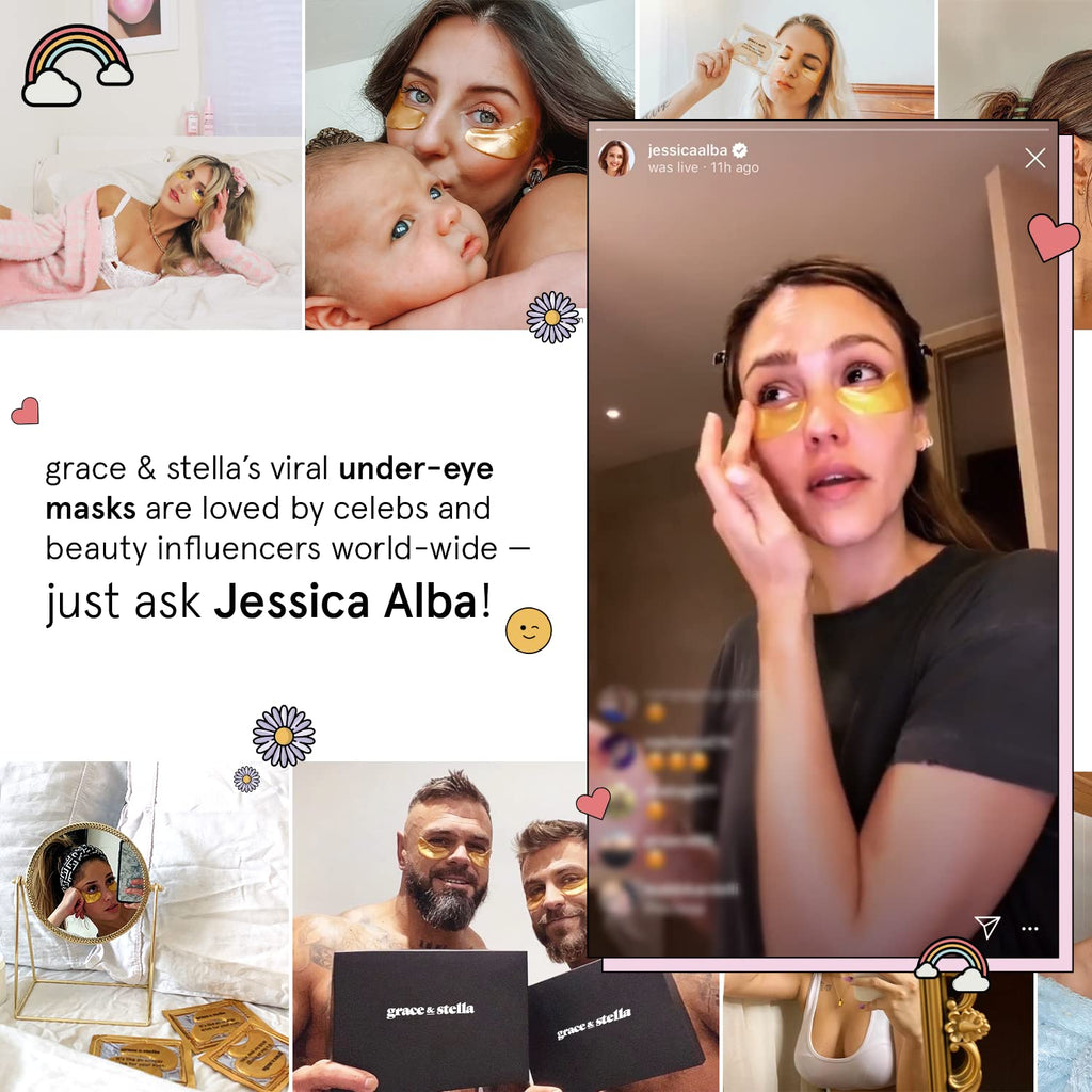 Grace & Stella Under Eye Mask (Gold, 24 Pairs) - Reduce Dark Circles & Puffy Eyes | Vegan & Cruelty-Free - Ballimart