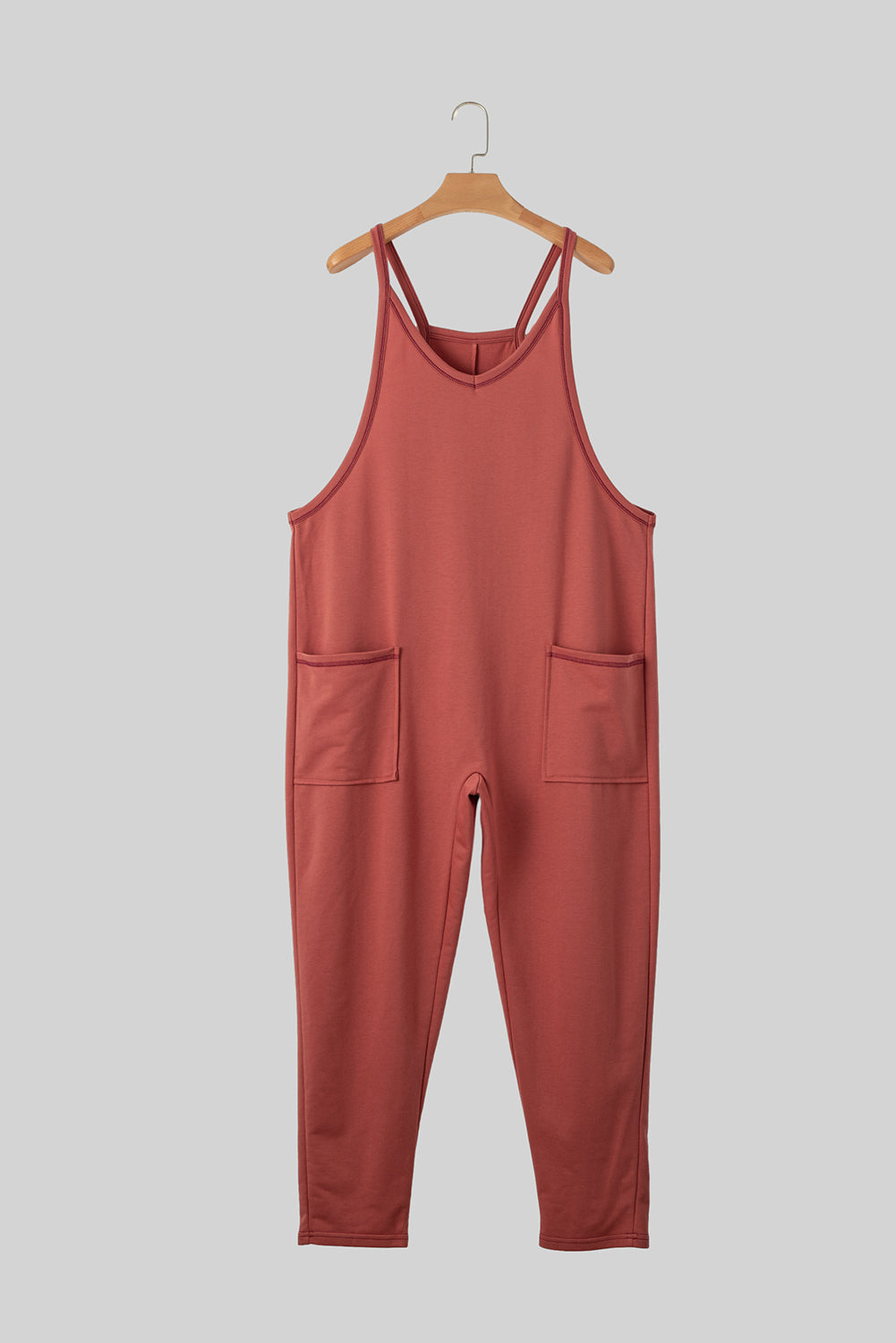 Gold Flame Side Pockets Harem Pants Sleeveless V Neck Jumpsuit - Ballimart