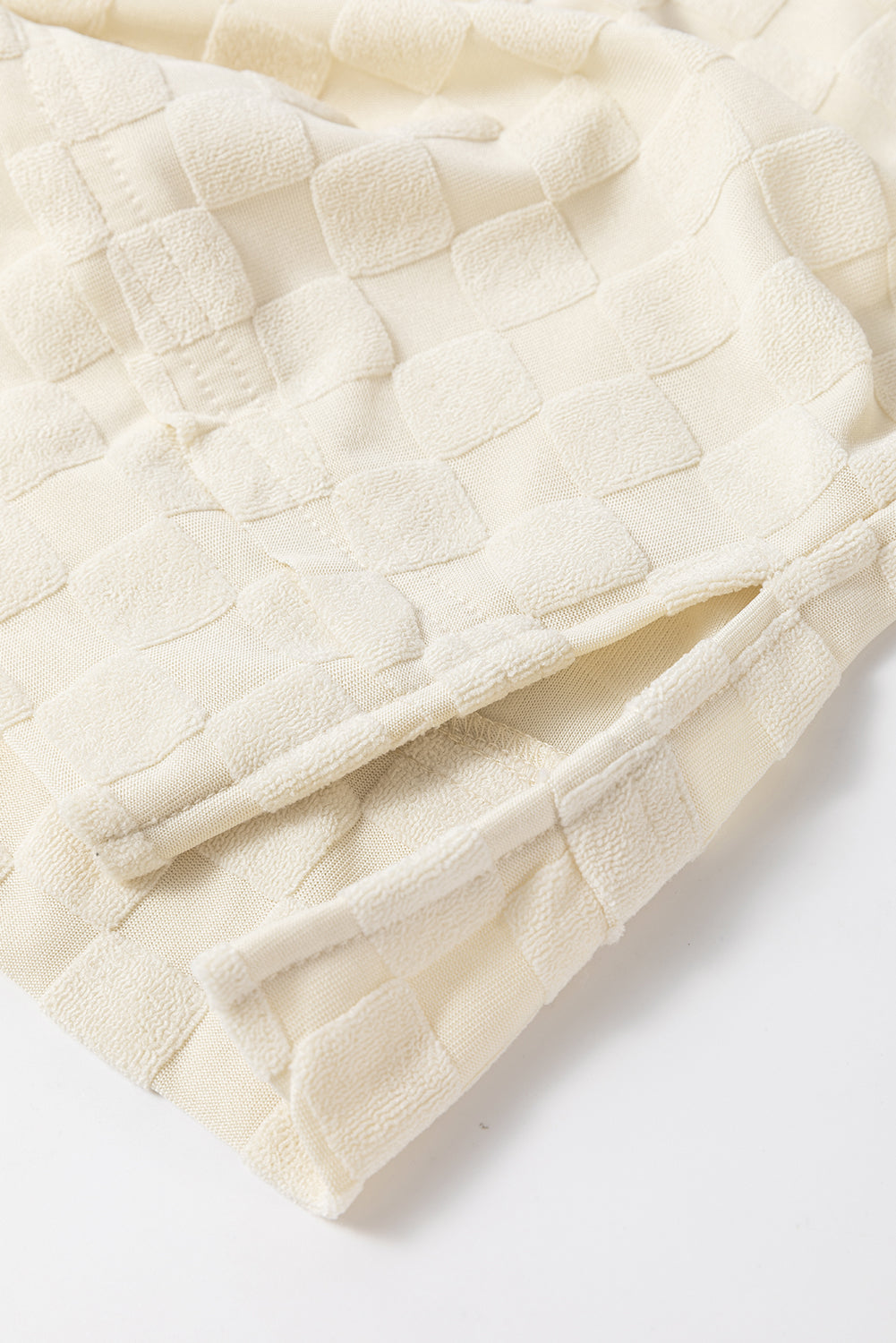 Beige Solid Textured Thumbhole Sleeve Top - Ballimart