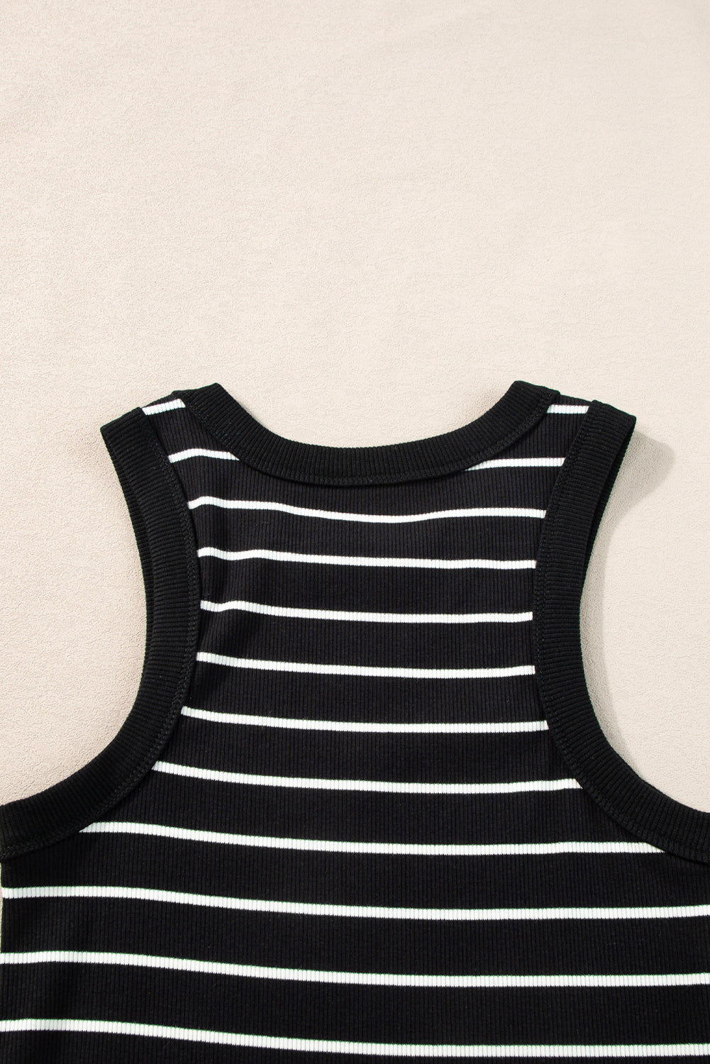 Black Stripe Ribbed Knit Tank Mini Dress - Ballimart