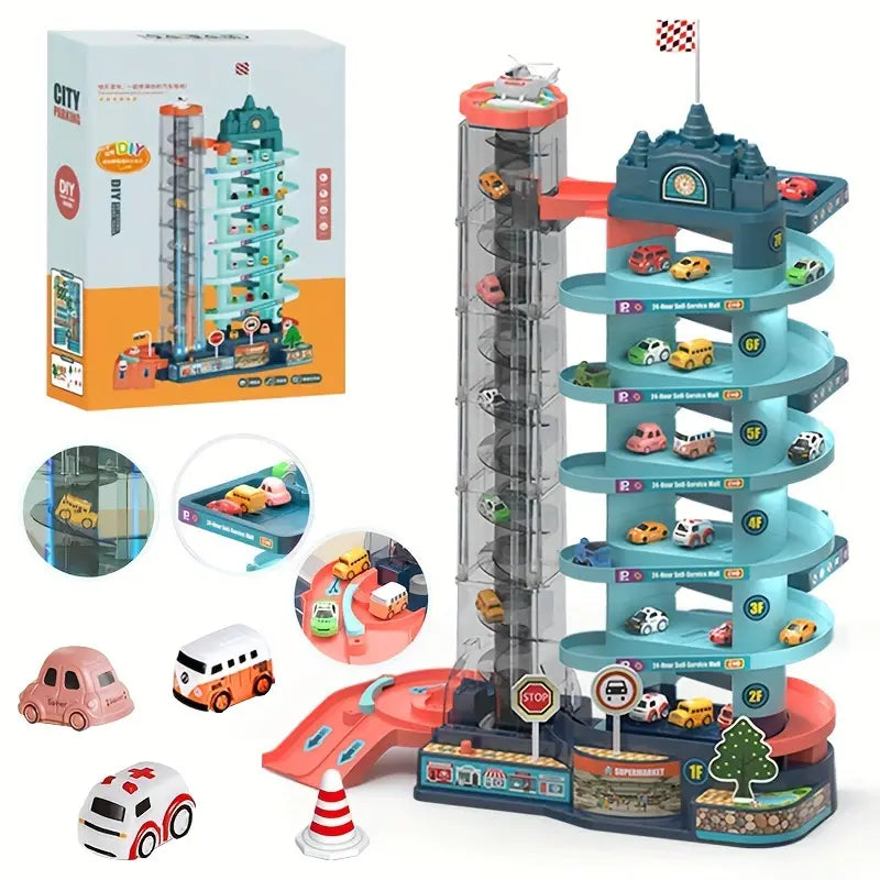 Children's Electric Track Car Large 7-story Parking Lot - Ballimart