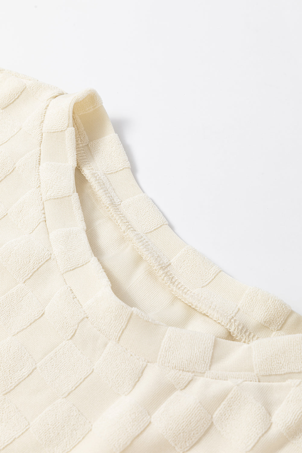 Beige Solid Textured Thumbhole Sleeve Top - Ballimart