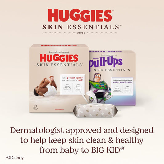 Huggies Skin Essentials Baby Wipes - Hypoallergenic, 99% Water | 336 Wipes (6 Flip Top Packs)
