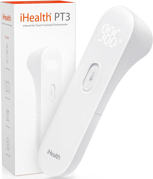 iHealth No-Touch Forehead Thermometer – Infrared Digital Thermometer for Adults, Kids & Babies, Touchless Temperature Reading with 3 Ultra-Sensitive Sensors