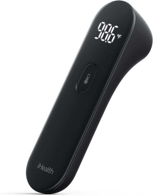iHealth No-Touch Forehead Thermometer, Digital Infrared Baby & Adult Thermometer – Hygienic, Accurate, Non-Contact, 3 Ultra-Sensitive Sensors, Quiet Vibration Feedback