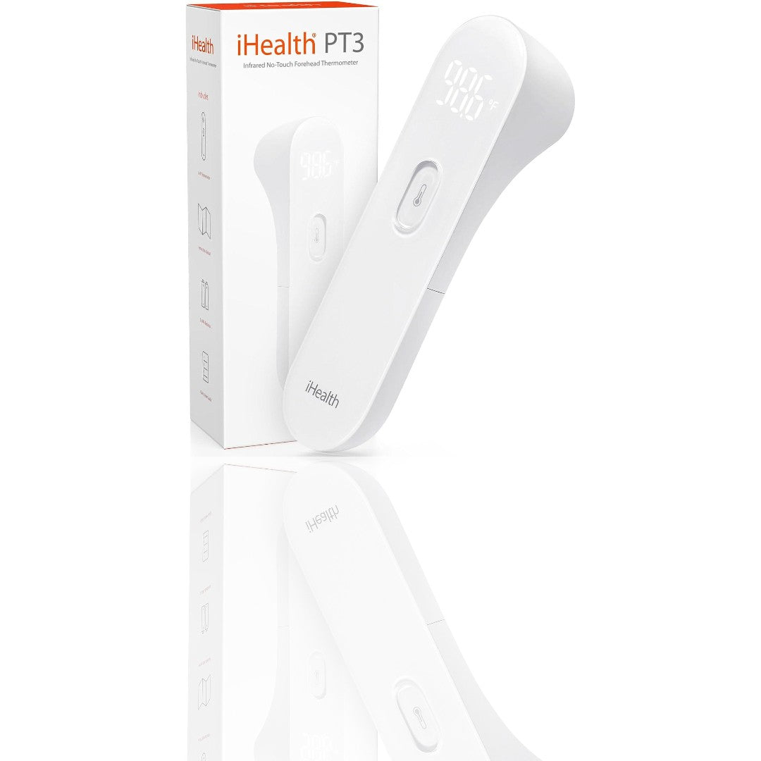 iHealth No-Touch Forehead Thermometer – Infrared Digital Thermometer for Adults, Kids & Babies, Touchless Temperature Reading with 3 Ultra-Sensitive Sensors