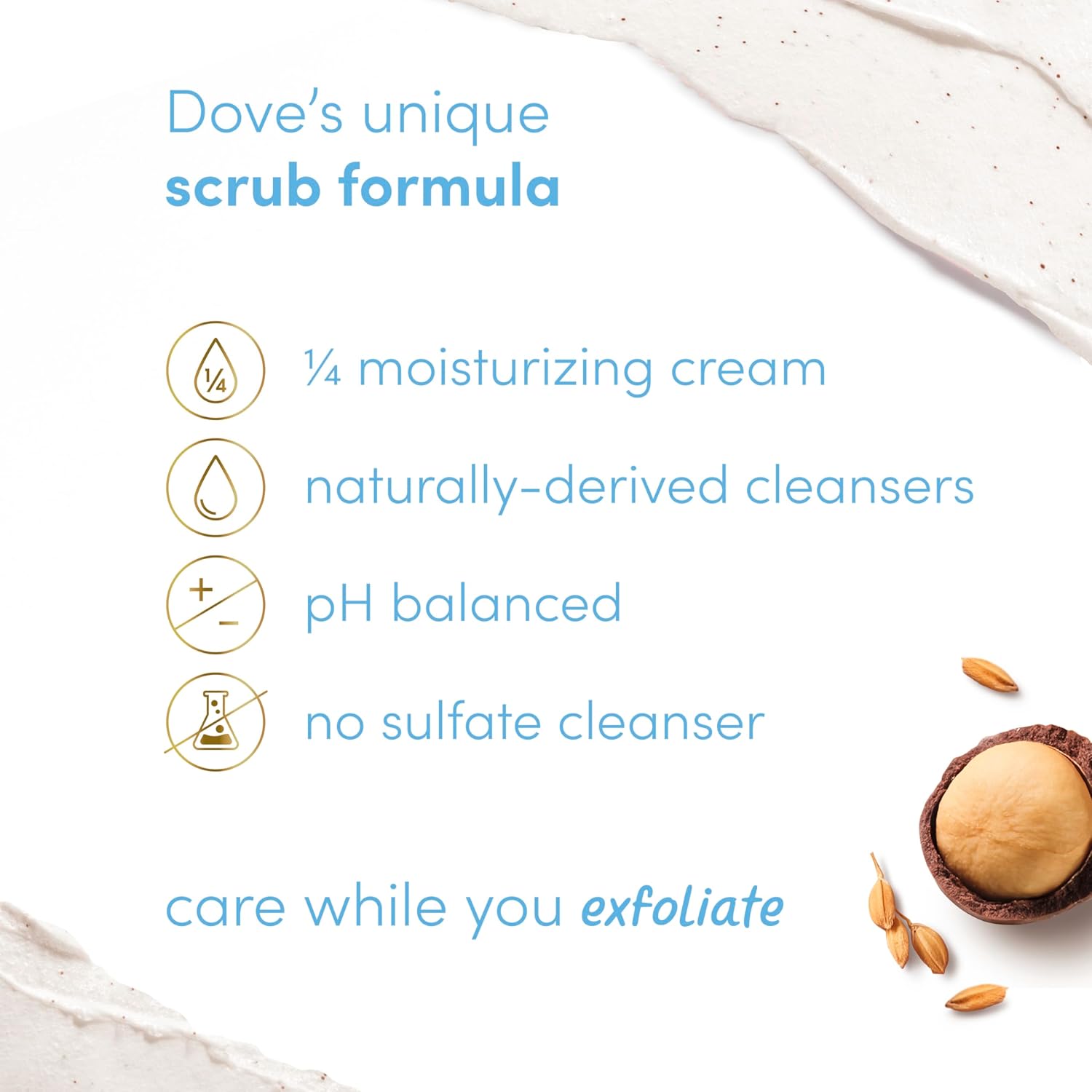 Dove Skincare Duo: Macadamia & Rice Milk Body Scrub and Sensitive Skin Beauty Bar Gentle Care for Radiant Skin