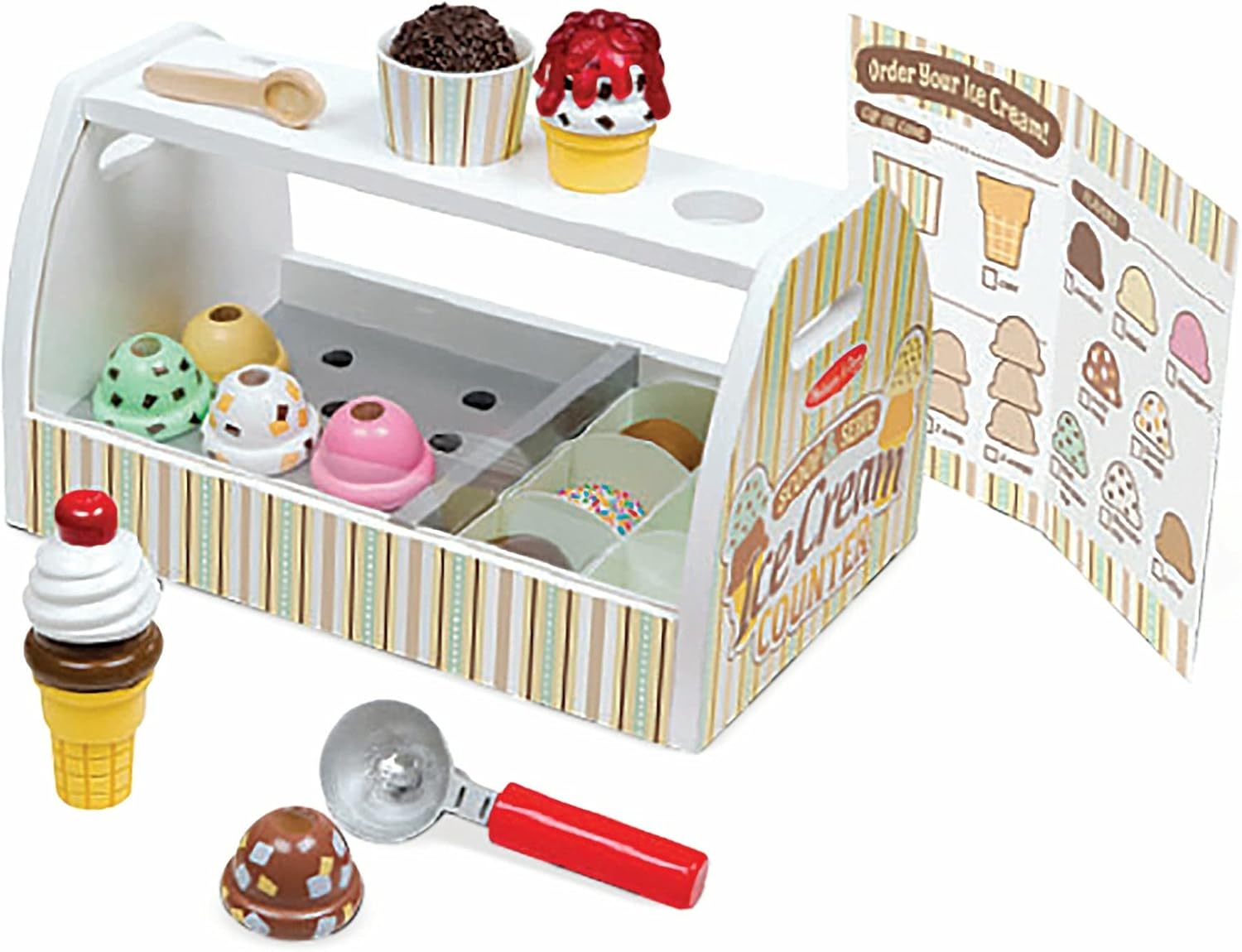 Melissa & Doug Wooden Scoop & Serve Ice Cream Counter (28 pcs) - Ballimart