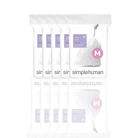 simplehuman Code M Custom Fit Liners, 60 Count - 45 Liter / 11.9 Gallon Trash Bags - Ballimart