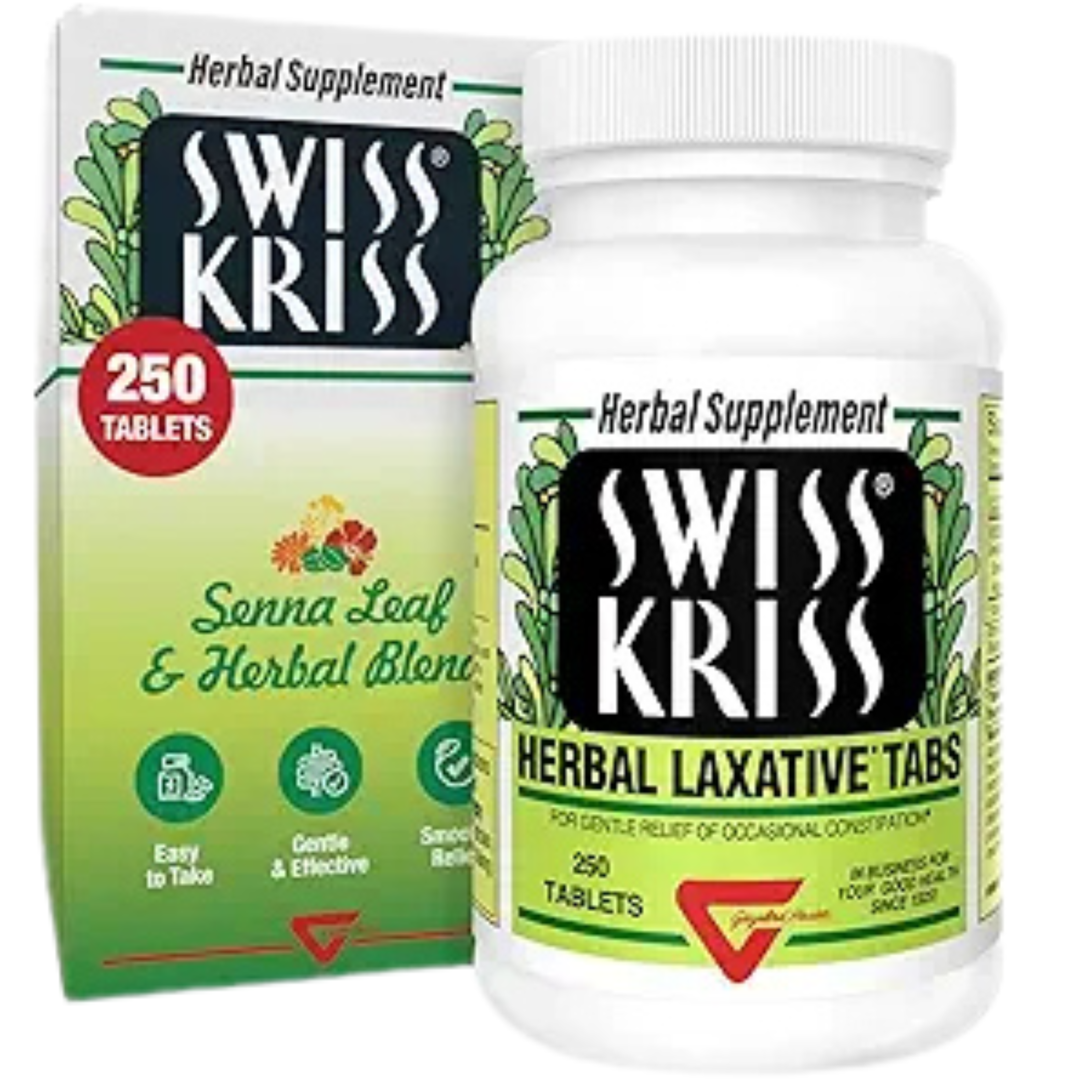 Swiss Kriss Herbal Laxative Tablets 250 Count