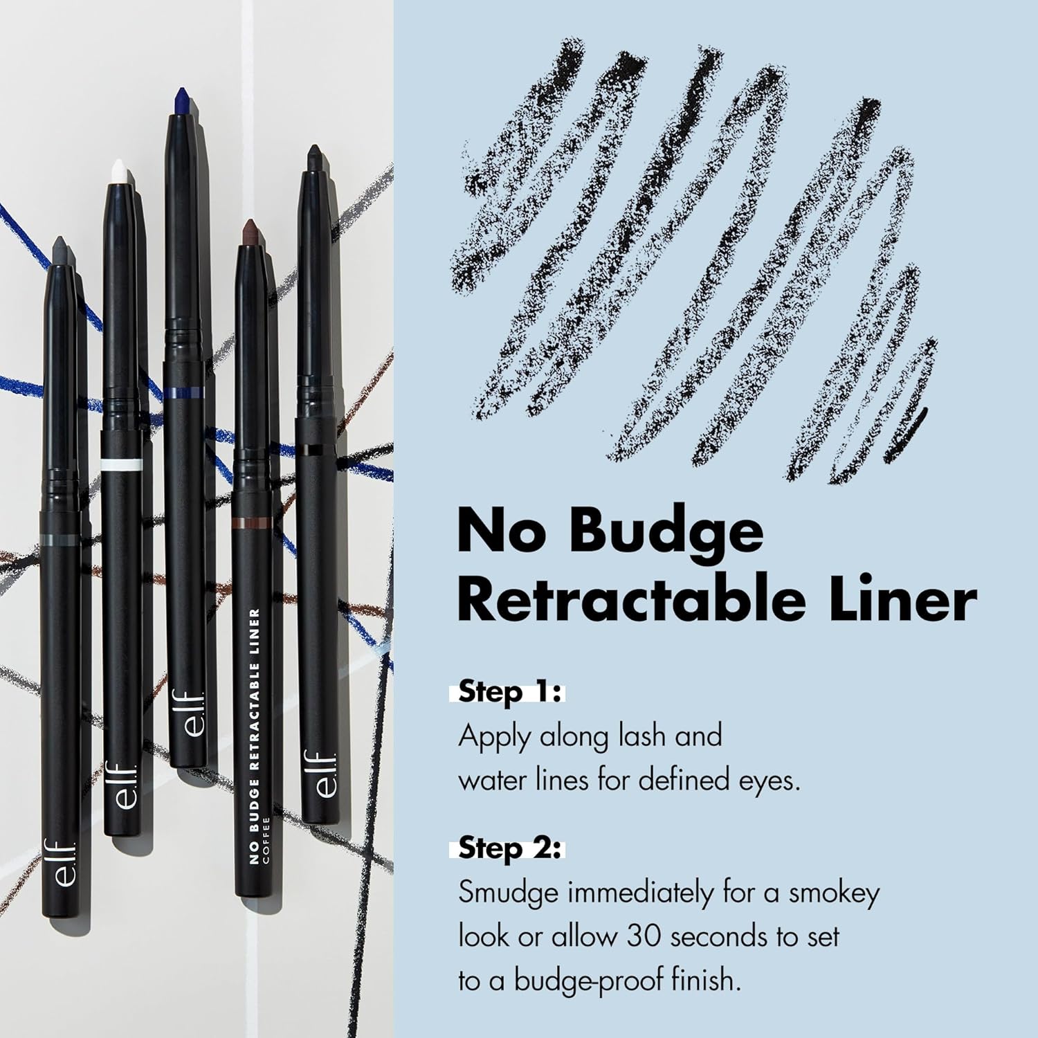 e.l.f. No Budge Retractable Eyeliner - Waterproof & Ultra-Pigmented | Vegan & Cruelty-Free - Ballimart